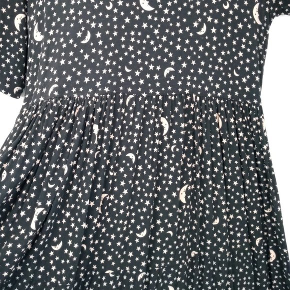 Vintage Romeo Star Moon Print Celestial Witchy Goth Boho Black Tiered Maxi Dress - Picture 13 of 14
